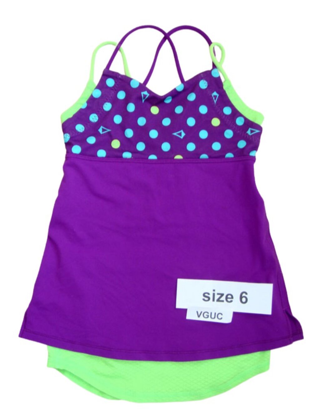 Ivivva by Lululemon 🍋 Tank Top purple Yellow size 6